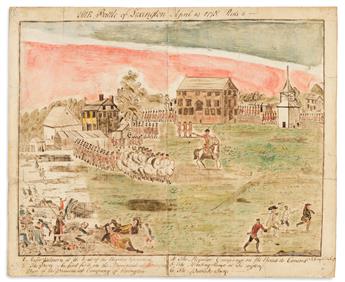 (AMERICAN REVOLUTION--1775.) St. John Honeywood, artist. The Battles of Lexington and Concord, after the famous engravings by Doolittle